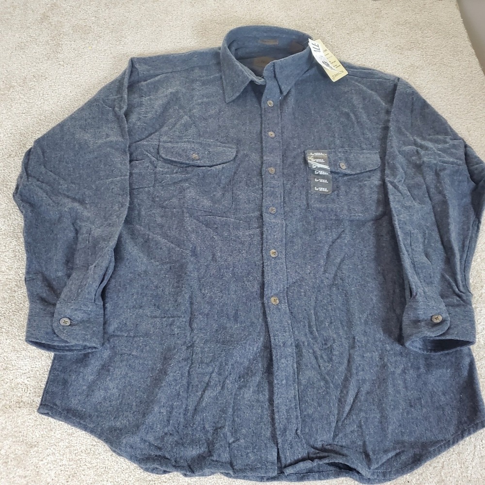 St Johns Bay Chamois Shirt Men's LT Large Tall Charcoal Grey Cotton Flannel NWT